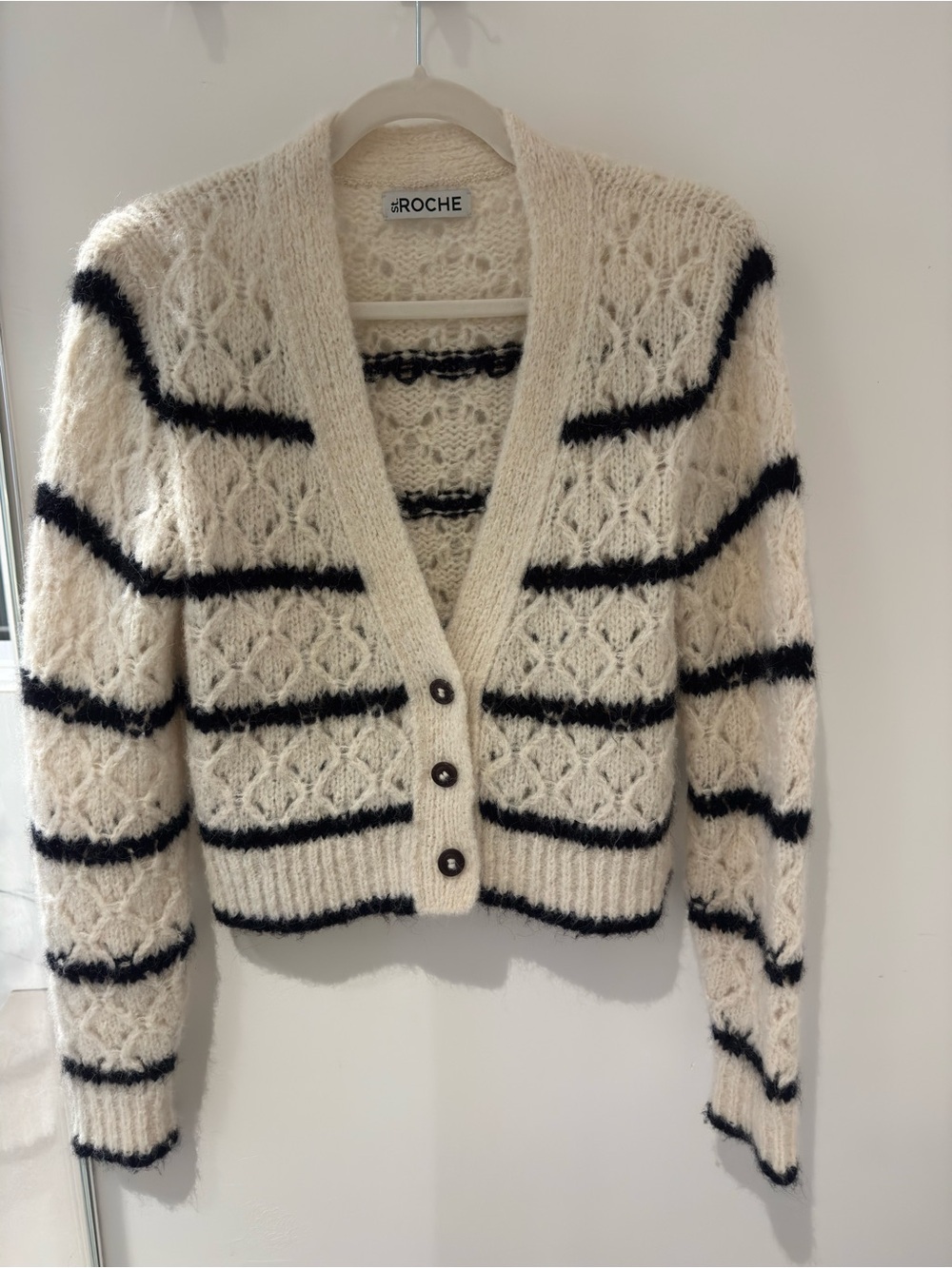 St. Roche Striped Trellis Alpaca Cardigan Small - Picture 4 of 8
